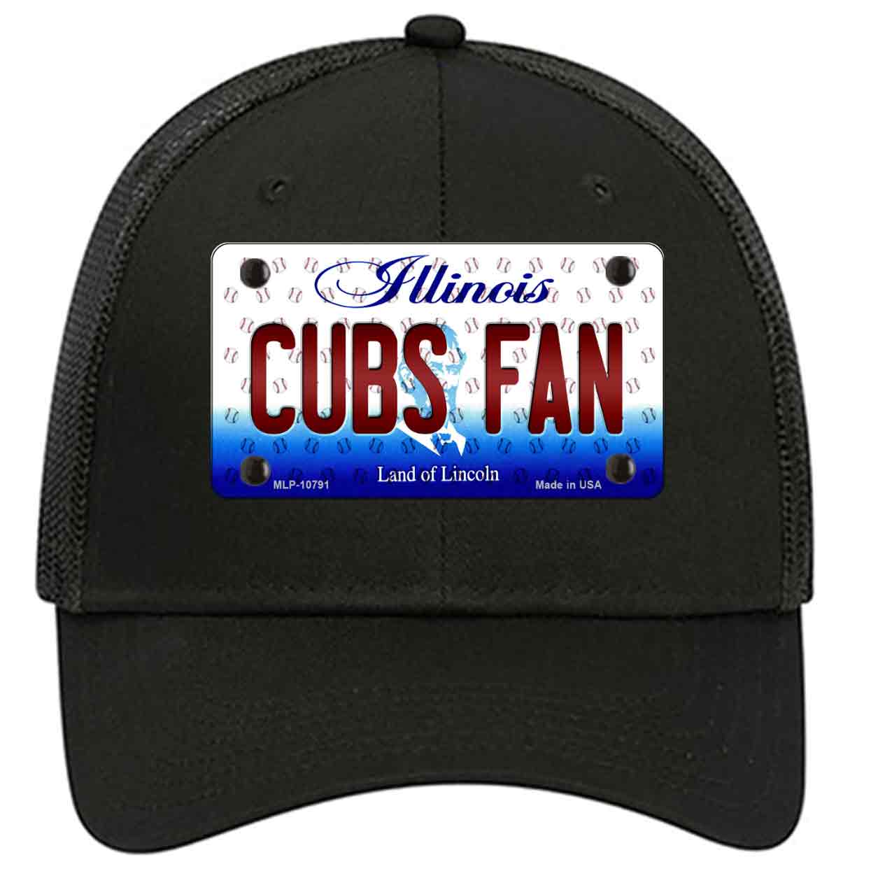 Cubs Fan Illinois Novelty Black Mesh License Plate Hat