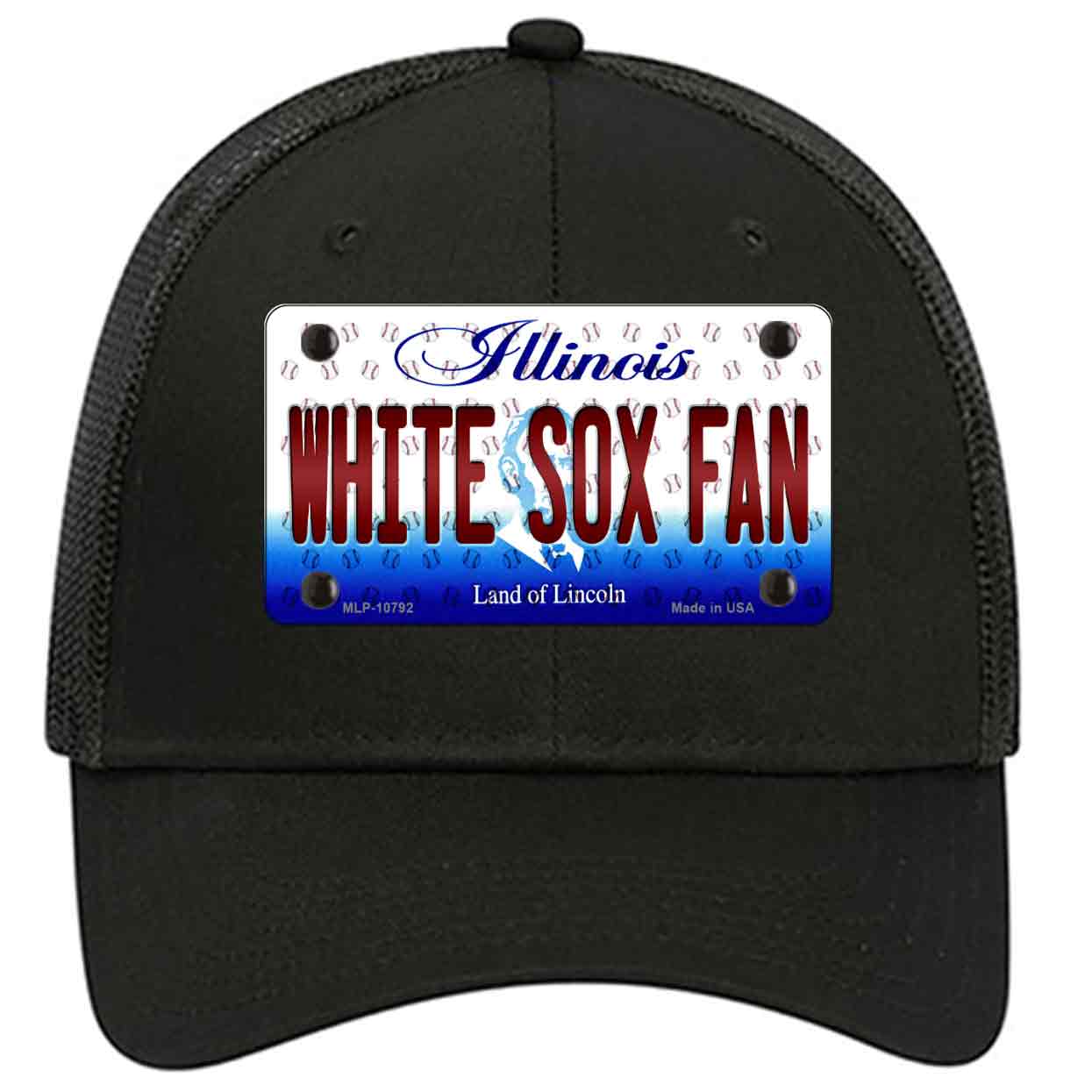 White Sox Fan Illinois Novelty Black Mesh License Plate Hat