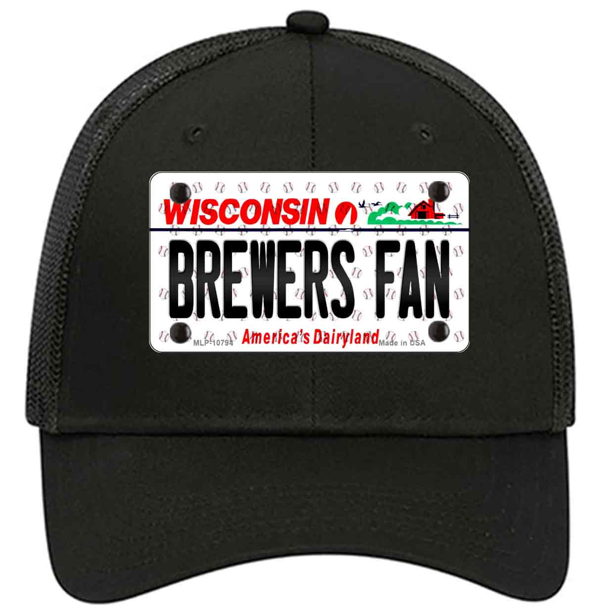 Brewers Fan Wisconsin Novelty Black Mesh License Plate Hat