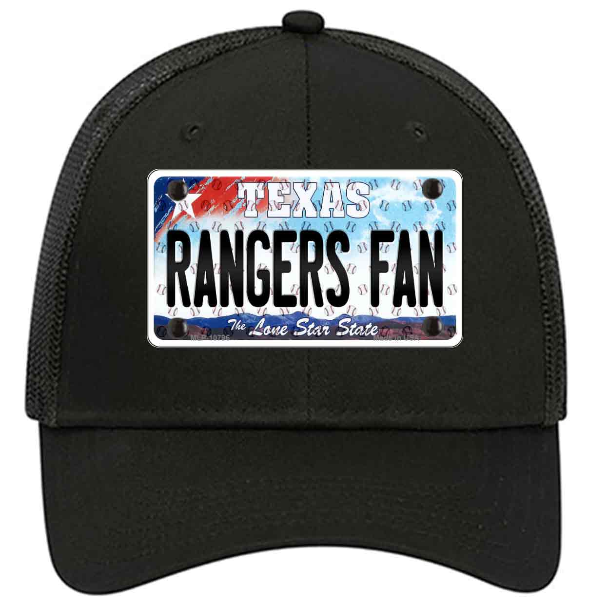 Rangers Fan Texas Novelty Black Mesh License Plate Hat