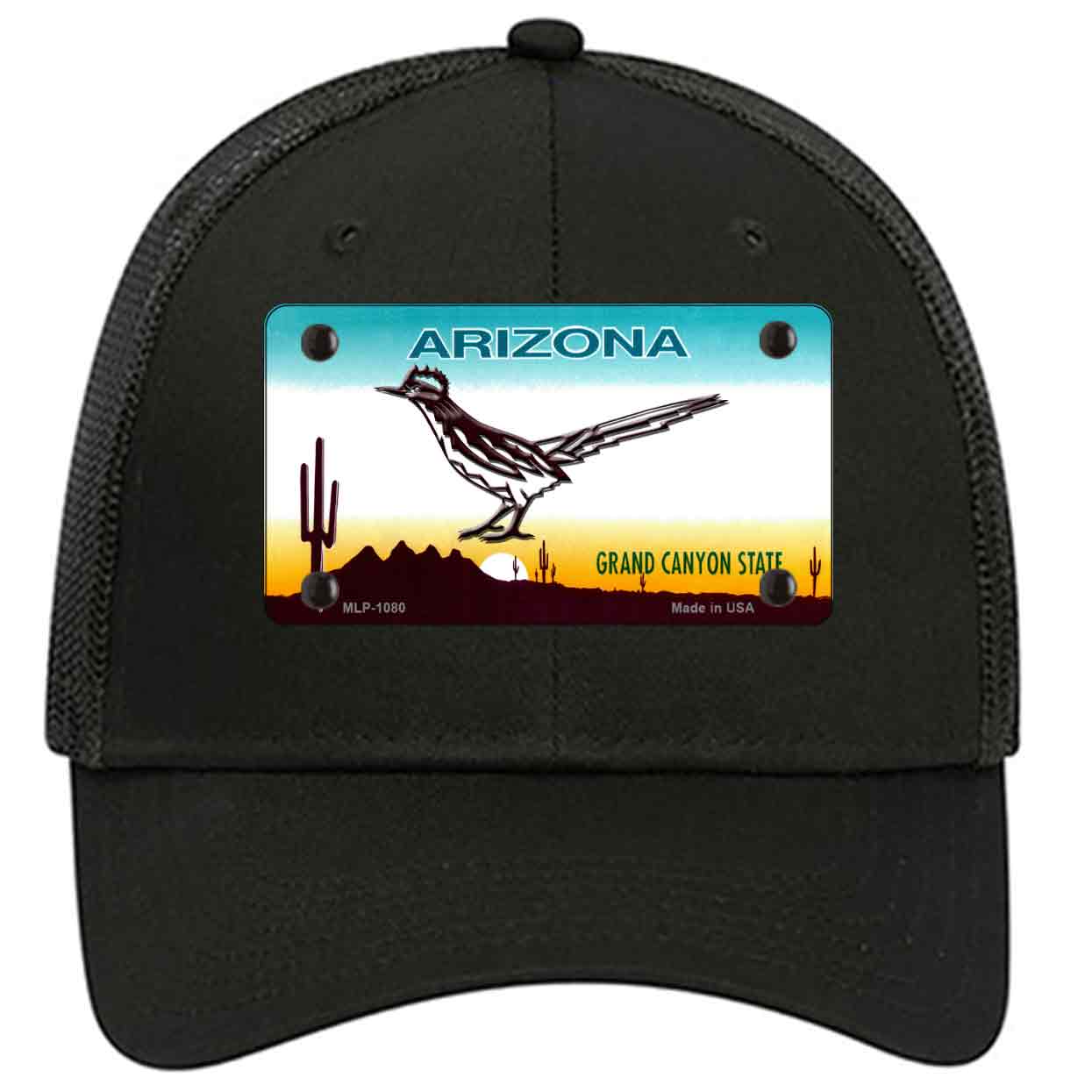 Roadrunner Arizona Novelty Black Mesh License Plate Hat
