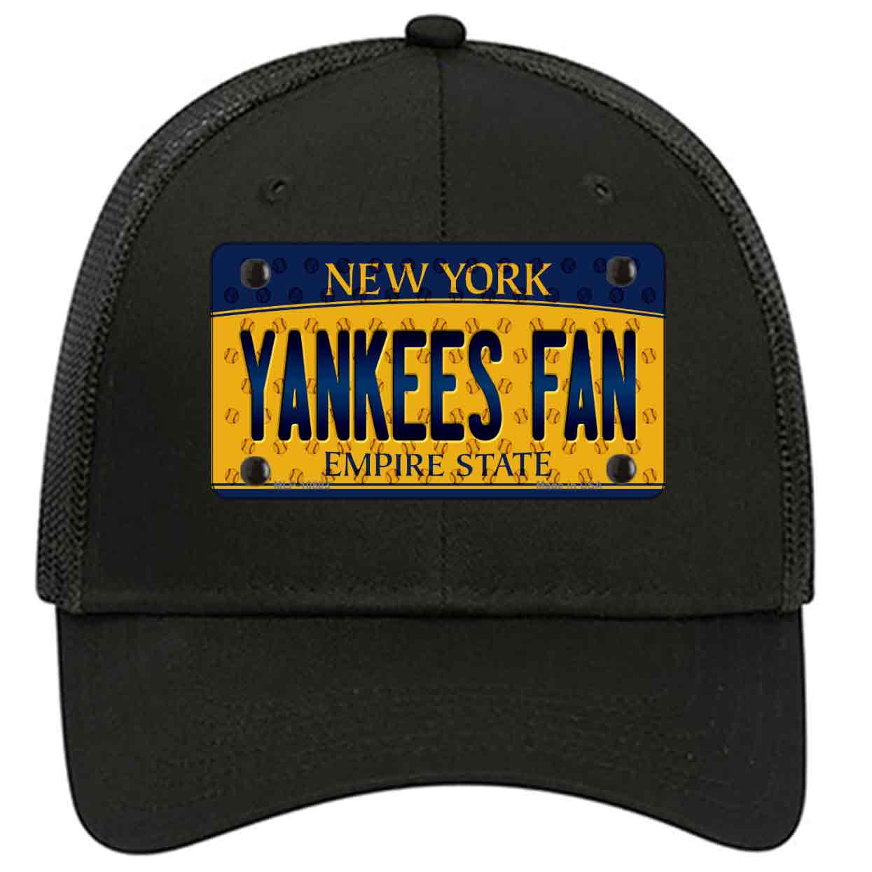 Yankees Fan New York Novelty Black Mesh License Plate Hat