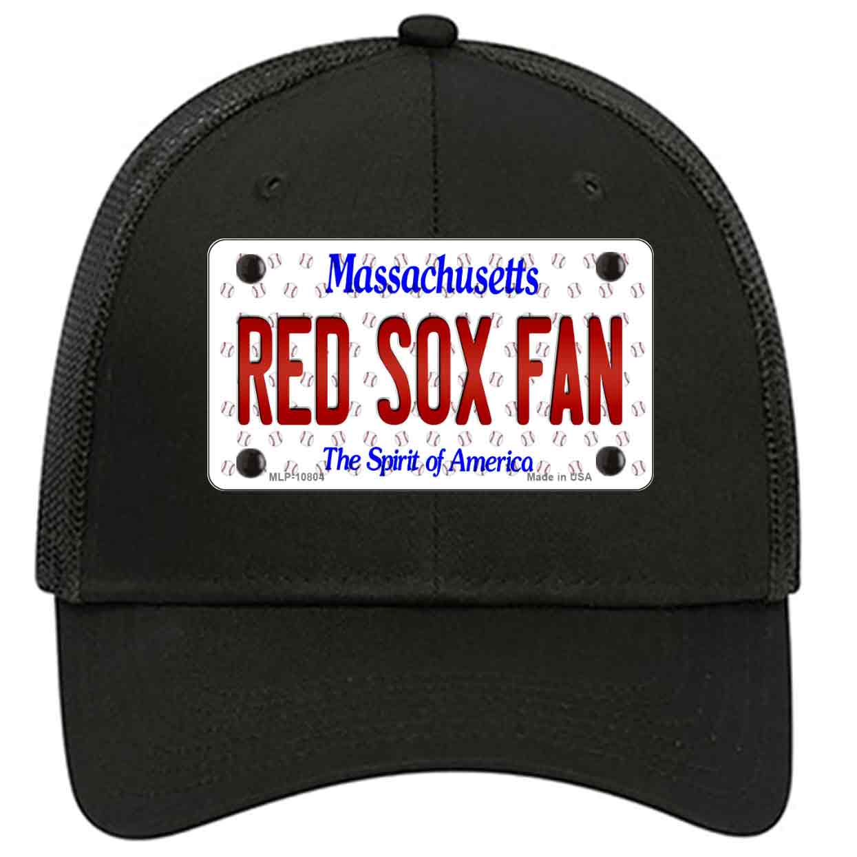 Red Sox Fan Massachusetts Novelty Black Mesh License Plate Hat