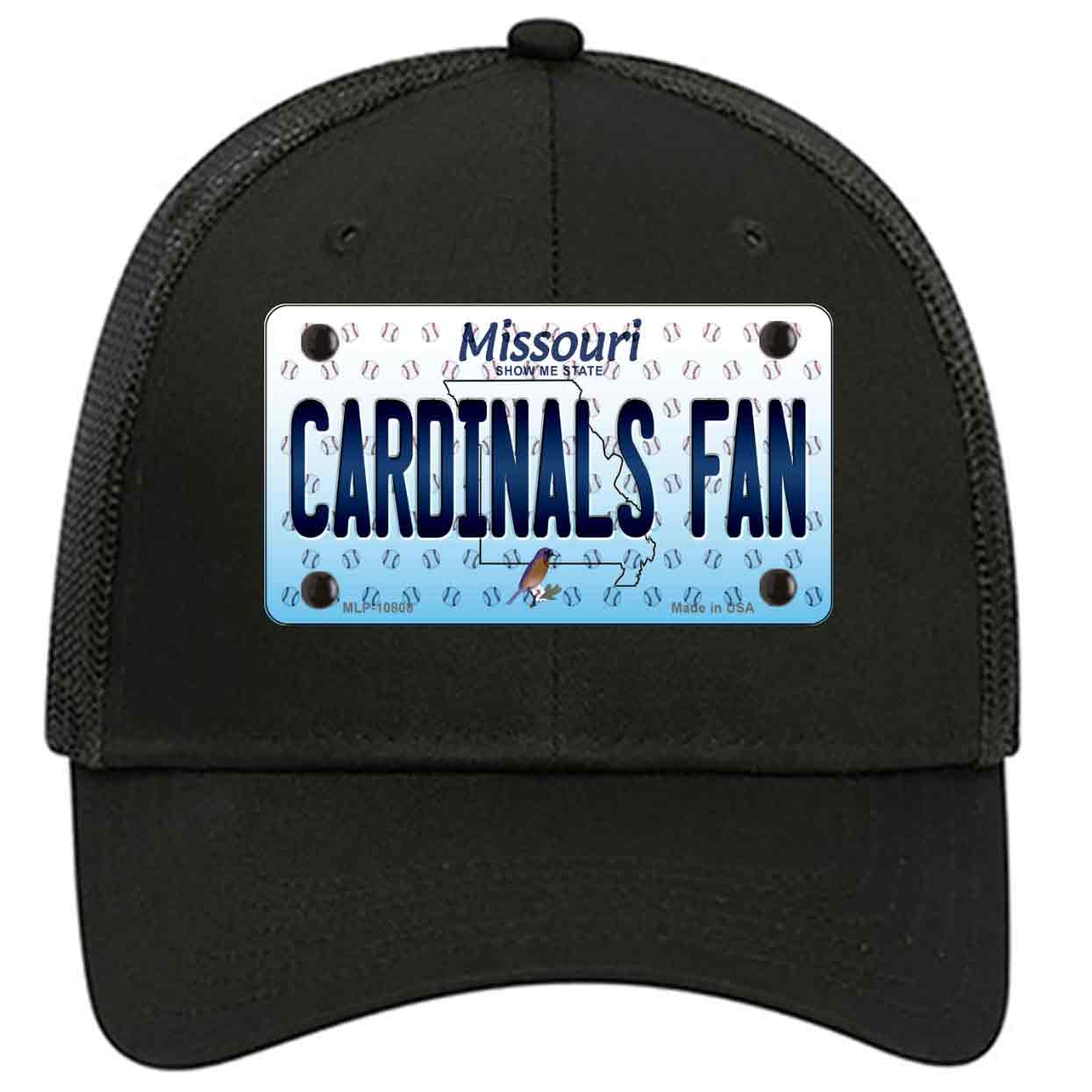 Cardinals Fan Missouri Novelty Black Mesh License Plate Hat
