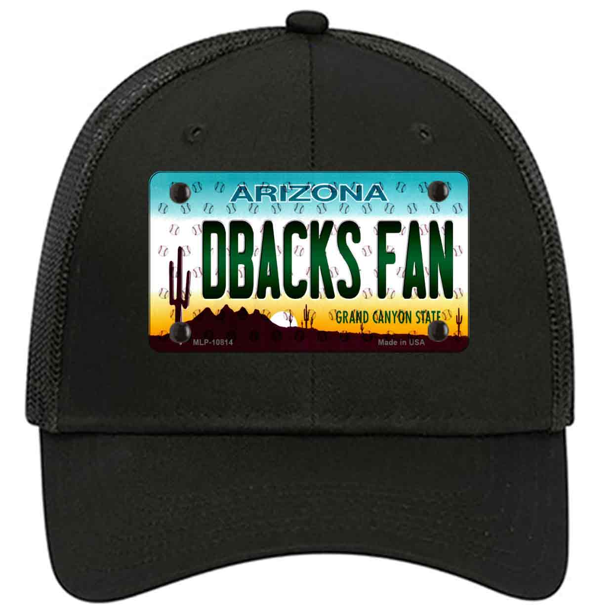 Dbacks Fan Arizona Novelty Black Mesh License Plate Hat