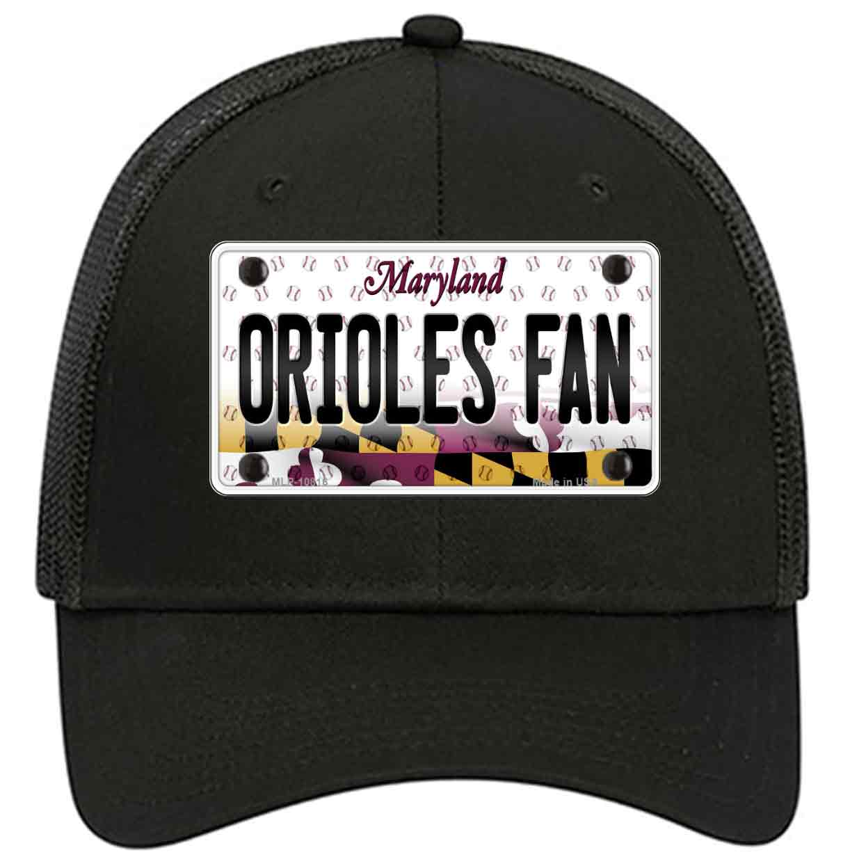 Orioles Fan Maryland Novelty Black Mesh License Plate Hat