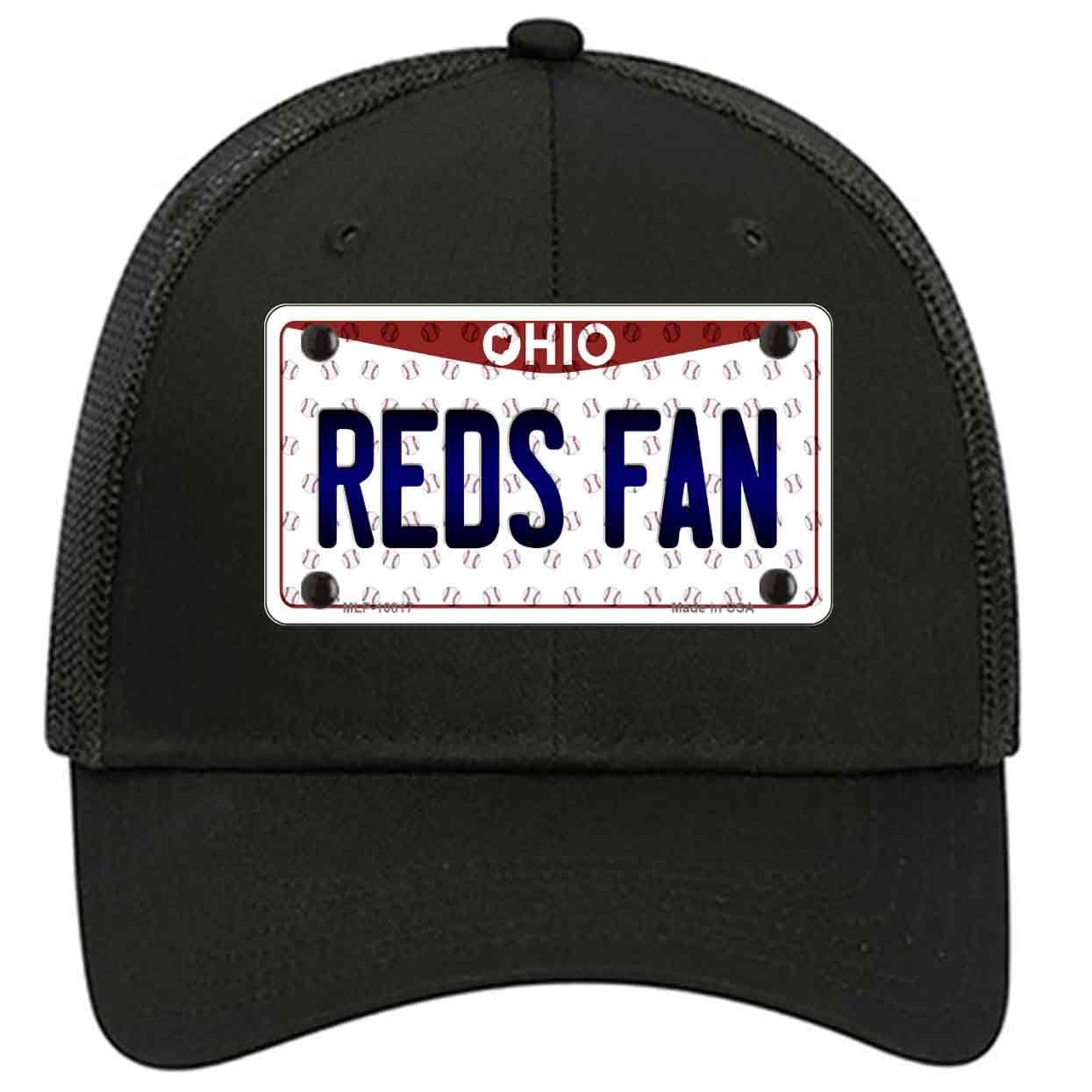 Reds Fan Ohio Novelty Black Mesh License Plate Hat