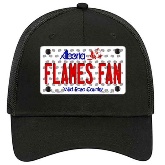 Flames Fan Alberta Novelty Black Mesh License Plate Hat
