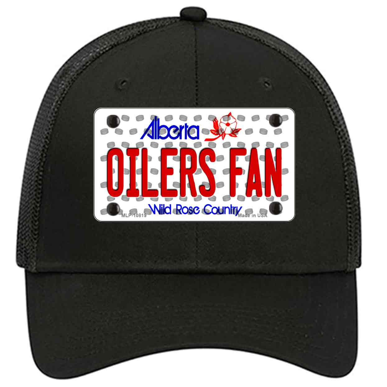 Oilers Fan Alberta Novelty Black Mesh License Plate Hat