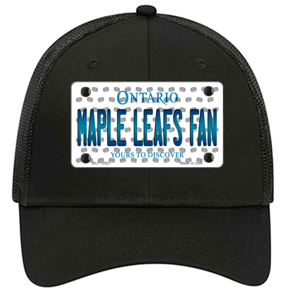Maple Leafs Fan Ontario Novelty Black Mesh License Plate Hat