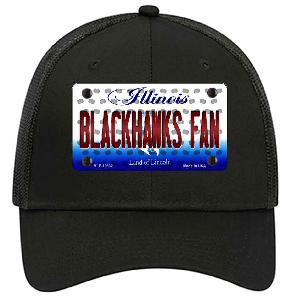 Blackhawks Fan Illinois Novelty Black Mesh License Plate Hat