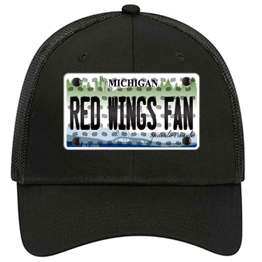 Red Wings Fan Michigan Novelty Black Mesh License Plate Hat