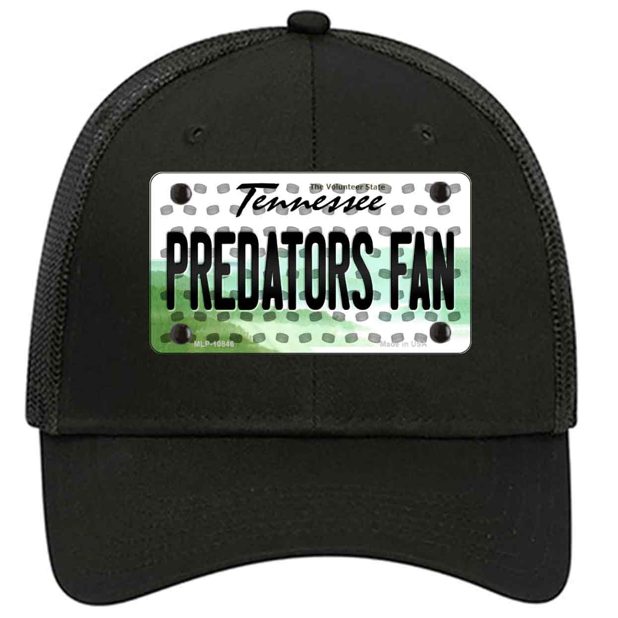 Predators Fan Tennessee Novelty Black Mesh License Plate Hat