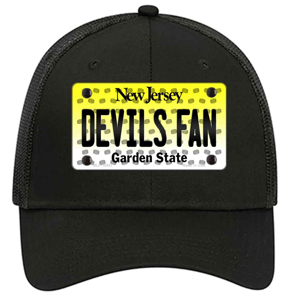Devils Fan New Jersey Novelty Black Mesh License Plate Hat