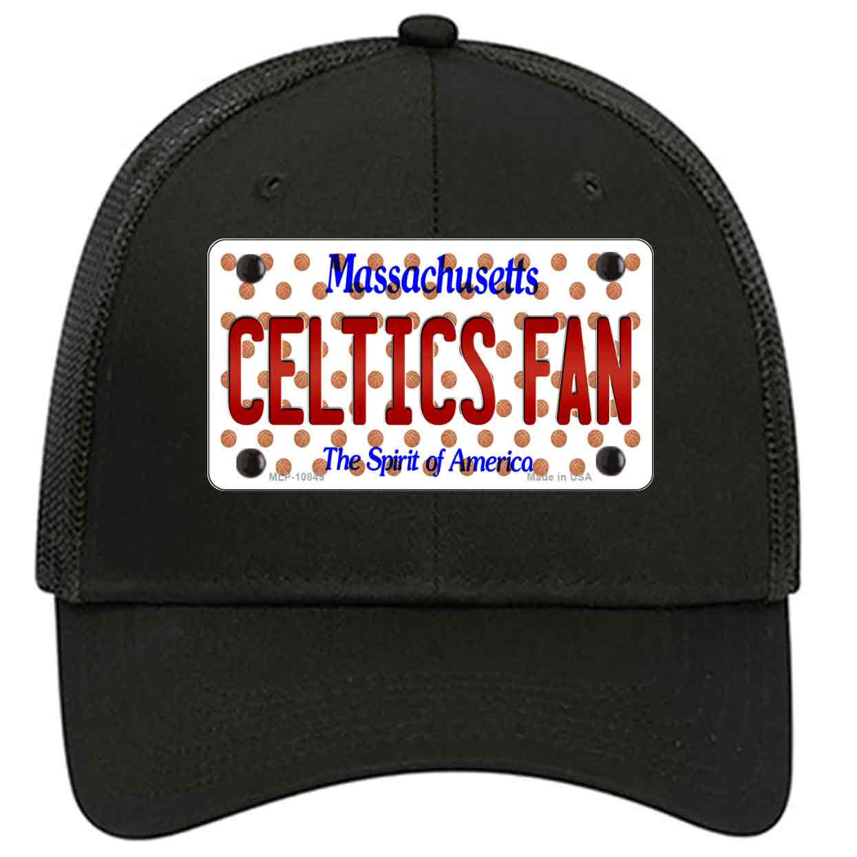 Celtics Fan Massachusetts Novelty Black Mesh License Plate Hat