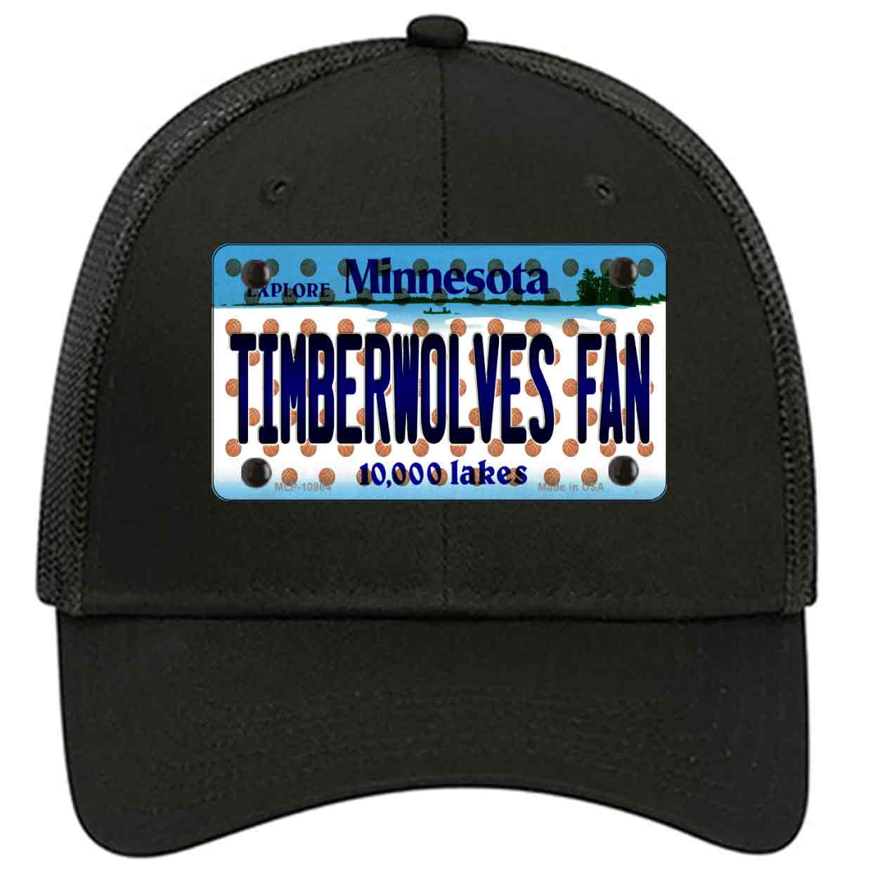 Timberwolves Fan Minnesota Novelty Black Mesh License Plate Hat