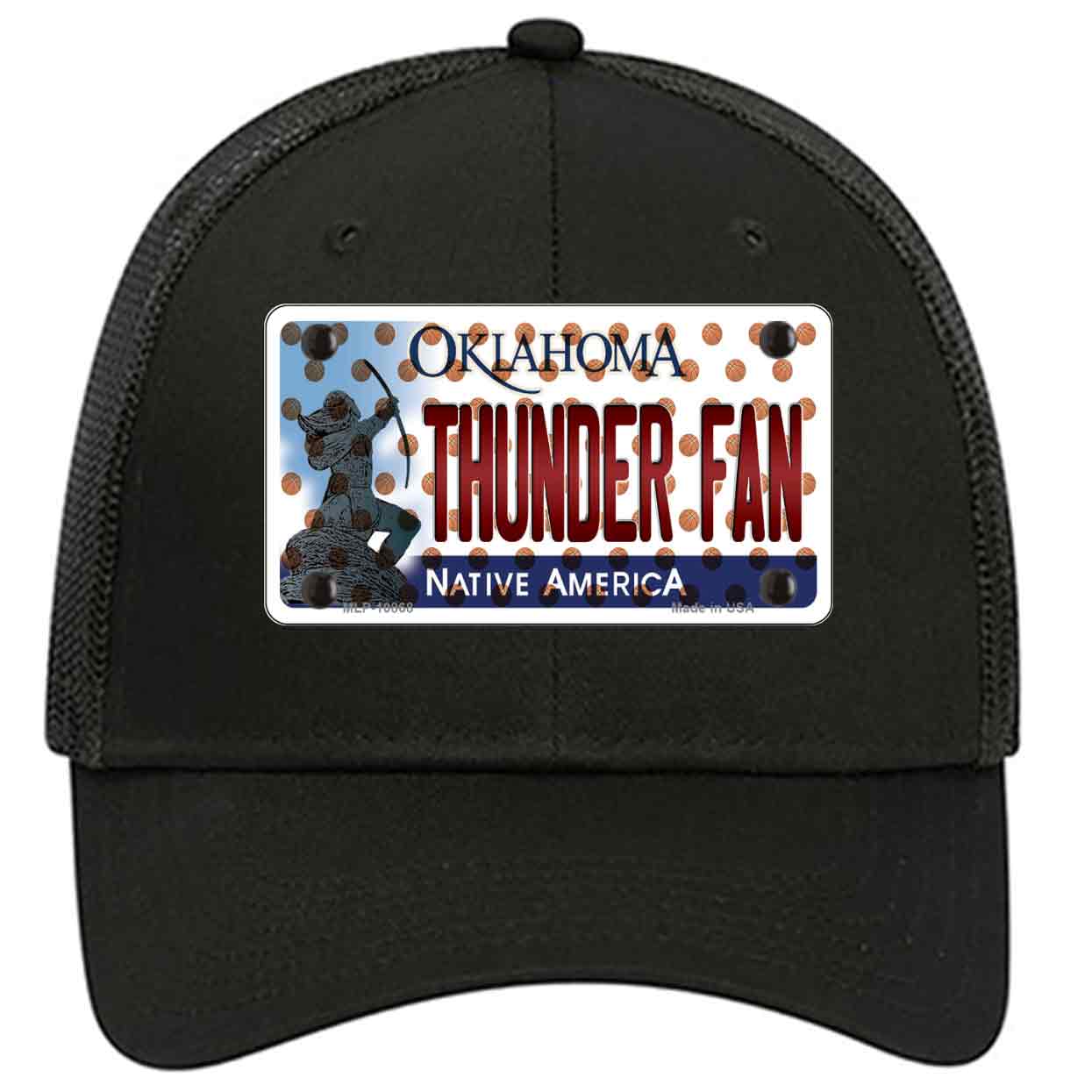 Thunder Fan Oklahoma Novelty Black Mesh License Plate Hat