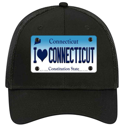 I Love Connecticut Novelty Black Mesh License Plate Hat