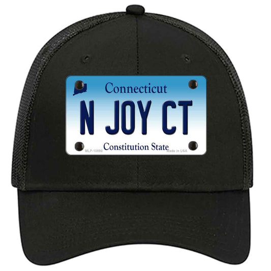 N Joy CT Connecticut Novelty Black Mesh License Plate Hat