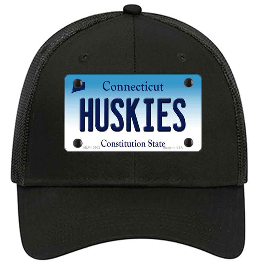 Huskies Connecticut Novelty Black Mesh License Plate Hat