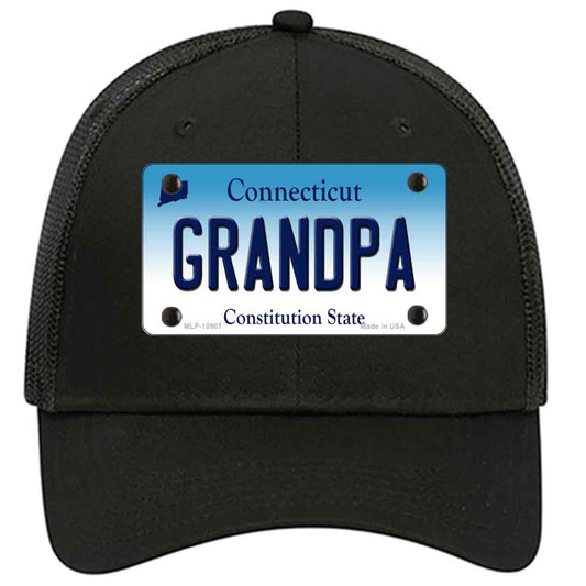 Grandpa Connecticut Novelty Black Mesh License Plate Hat