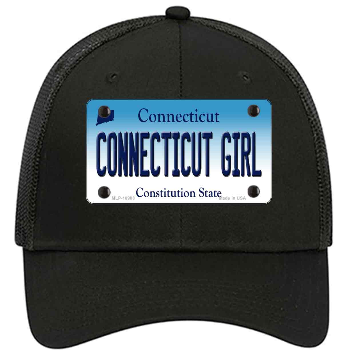 Connecticut Girl Connecticut Novelty Black Mesh License Plate Hat