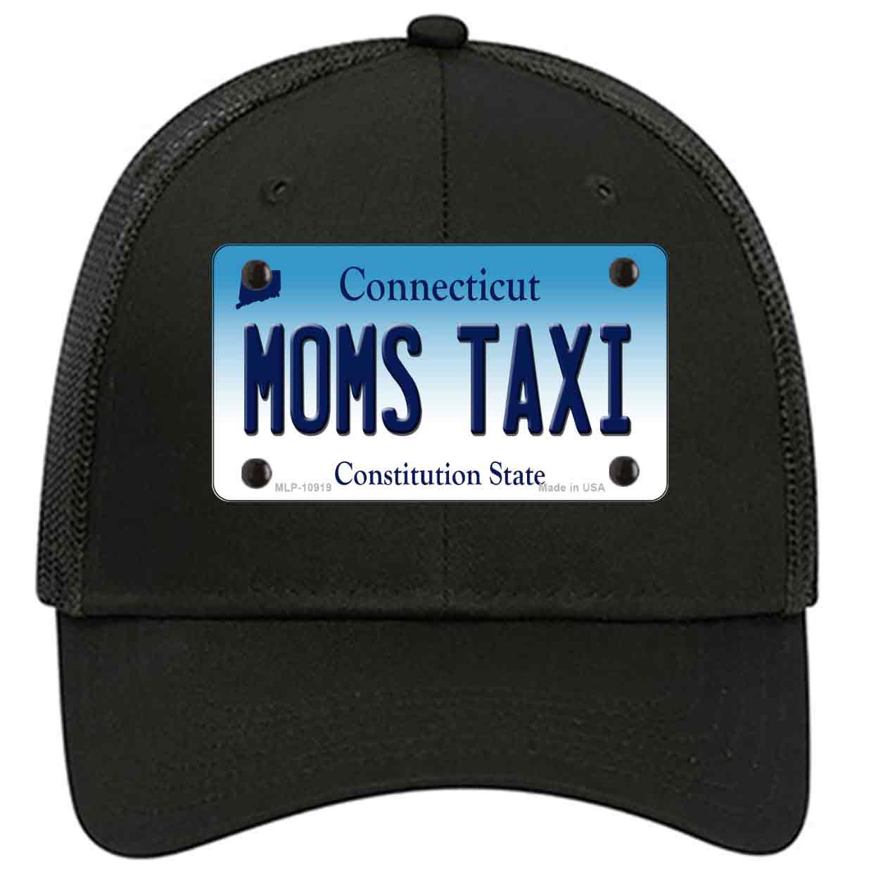 Moms Taxi Connecticut Novelty Black Mesh License Plate Hat