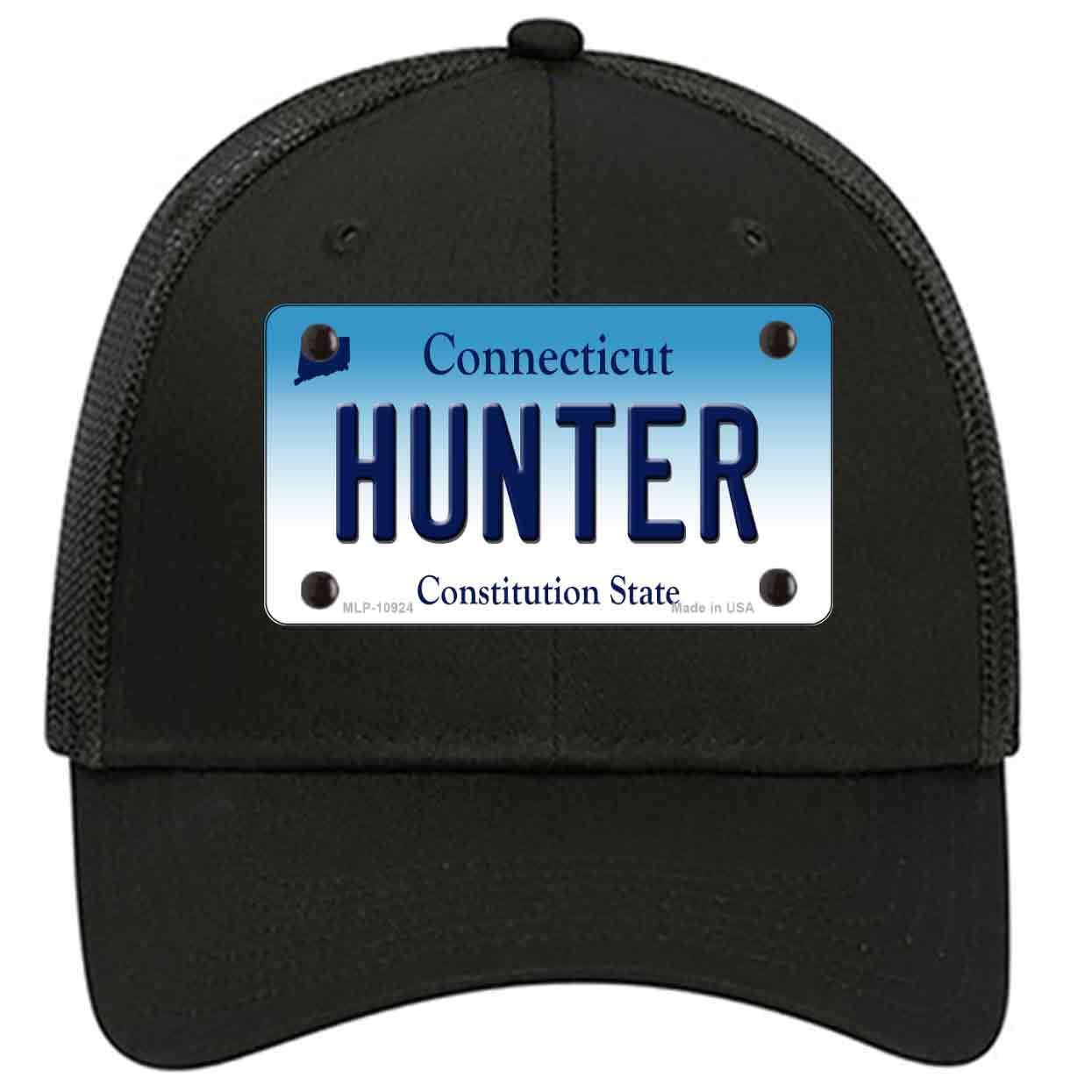 Hunter Connecticut Novelty Black Mesh License Plate Hat