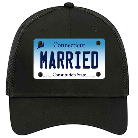 Married Connecticut Novelty Black Mesh License Plate Hat