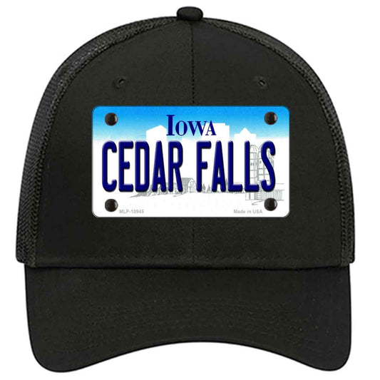 Cedar Falls Iowa Novelty Black Mesh License Plate Hat