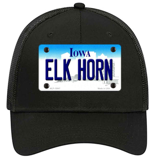 Elk Horn Iowa Novelty Black Mesh License Plate Hat