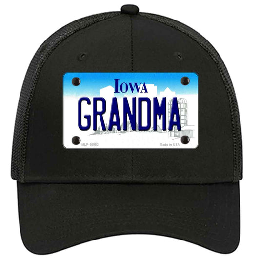 Grandma Iowa Novelty Black Mesh License Plate Hat