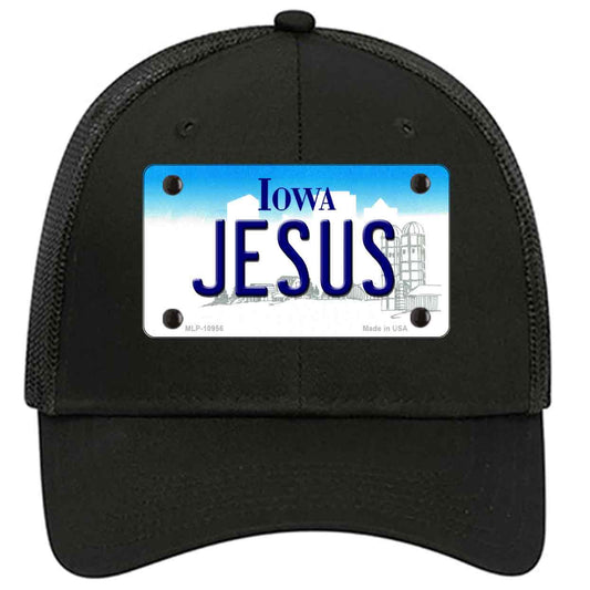 Jesus Iowa Novelty Black Mesh License Plate Hat