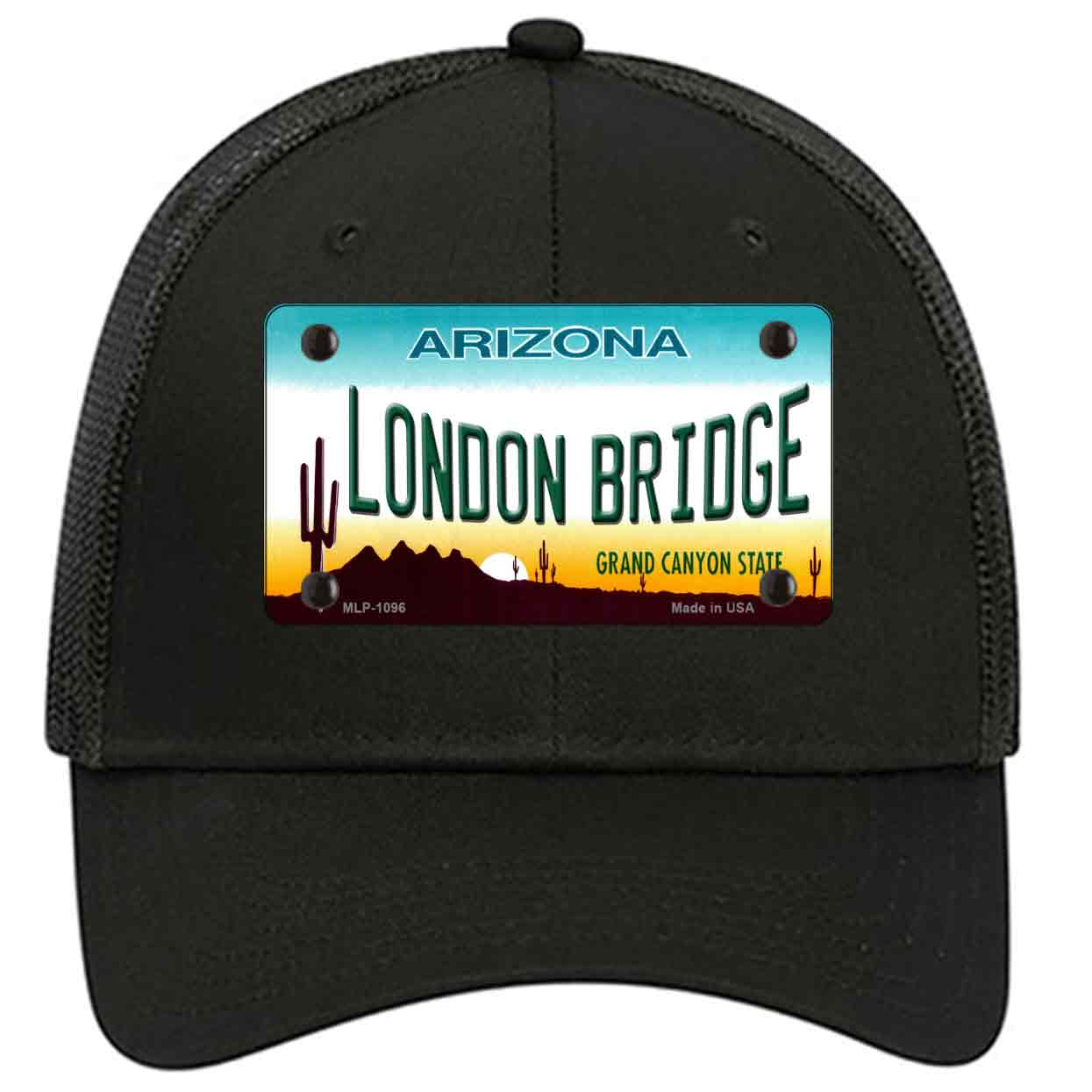 London Bridge Arizona Novelty Black Mesh License Plate Hat