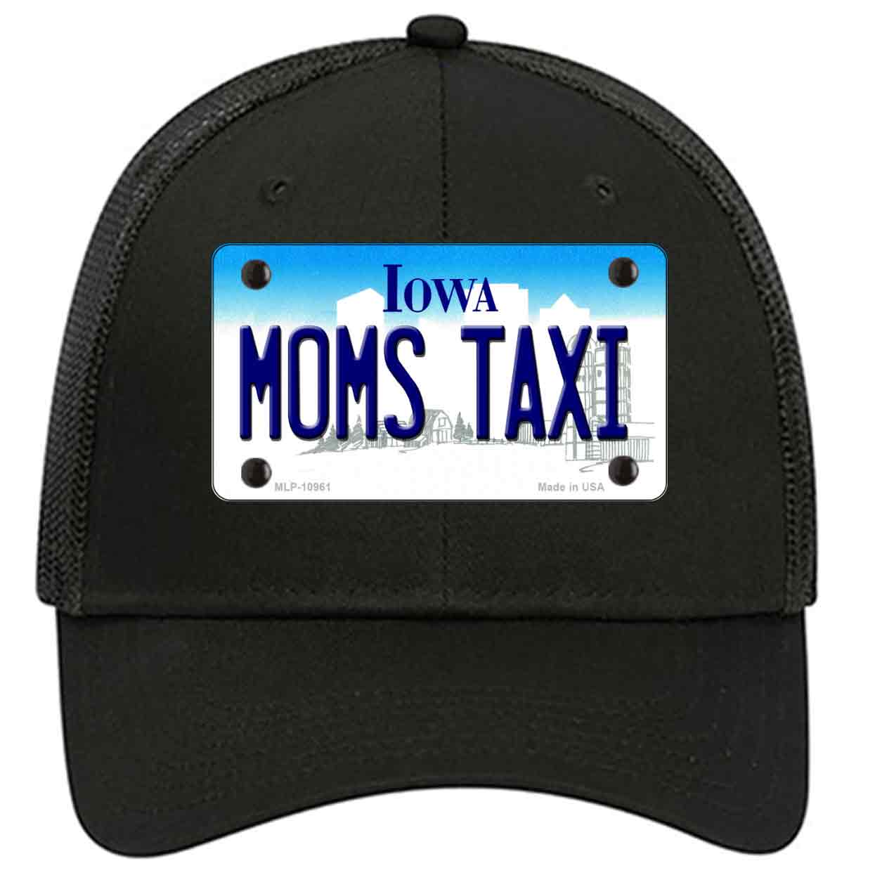 Moms Taxi Iowa Novelty Black Mesh License Plate Hat