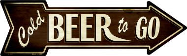 Cold Beer To Go Novelty Metal Arrow Sign