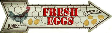 Fresh Eggs Novelty Metal Arrow Sign