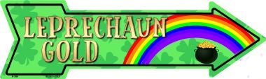 Leprechaun Gold Novelty Metal Arrow Sign