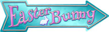 Easter Bunny Novelty Metal Arrow Sign