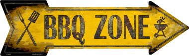 BBQ Zone Novelty Metal Arrow Sign