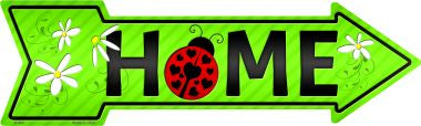 Home with Ladybug Novelty Metal Arrow Sign