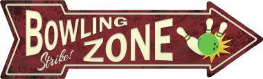Bowling Strike Zone Novelty Metal Arrow Sign