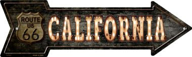 California Route 66 Bulb Letters Novelty Metal Arrow Sign