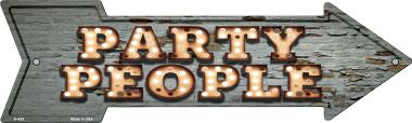 Party People Bulb Letters Novelty Metal Arrow Sign