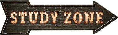 Study Zone Bulb Letters Novelty Arrow Sign