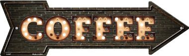 Coffee Bulb Letters Novelty Arrow Sign