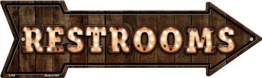 Restrooms Bulb Letters Novelty Arrow Sign
