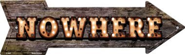 Nowhere Bulb Letters Novelty Arrow Sign