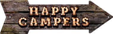 Happy Campers Bulb Letters Novelty Arrow Sign
