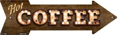 Hot Coffee Bulb Letters Novelty Arrow Sign